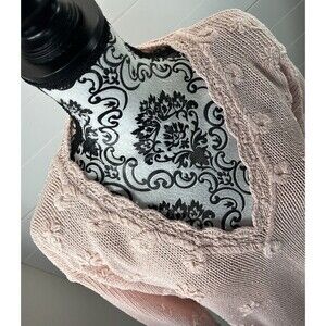 VTG Express Tricot Sweater Womens S Hand Knitted Pink Swiftie Cottagecore